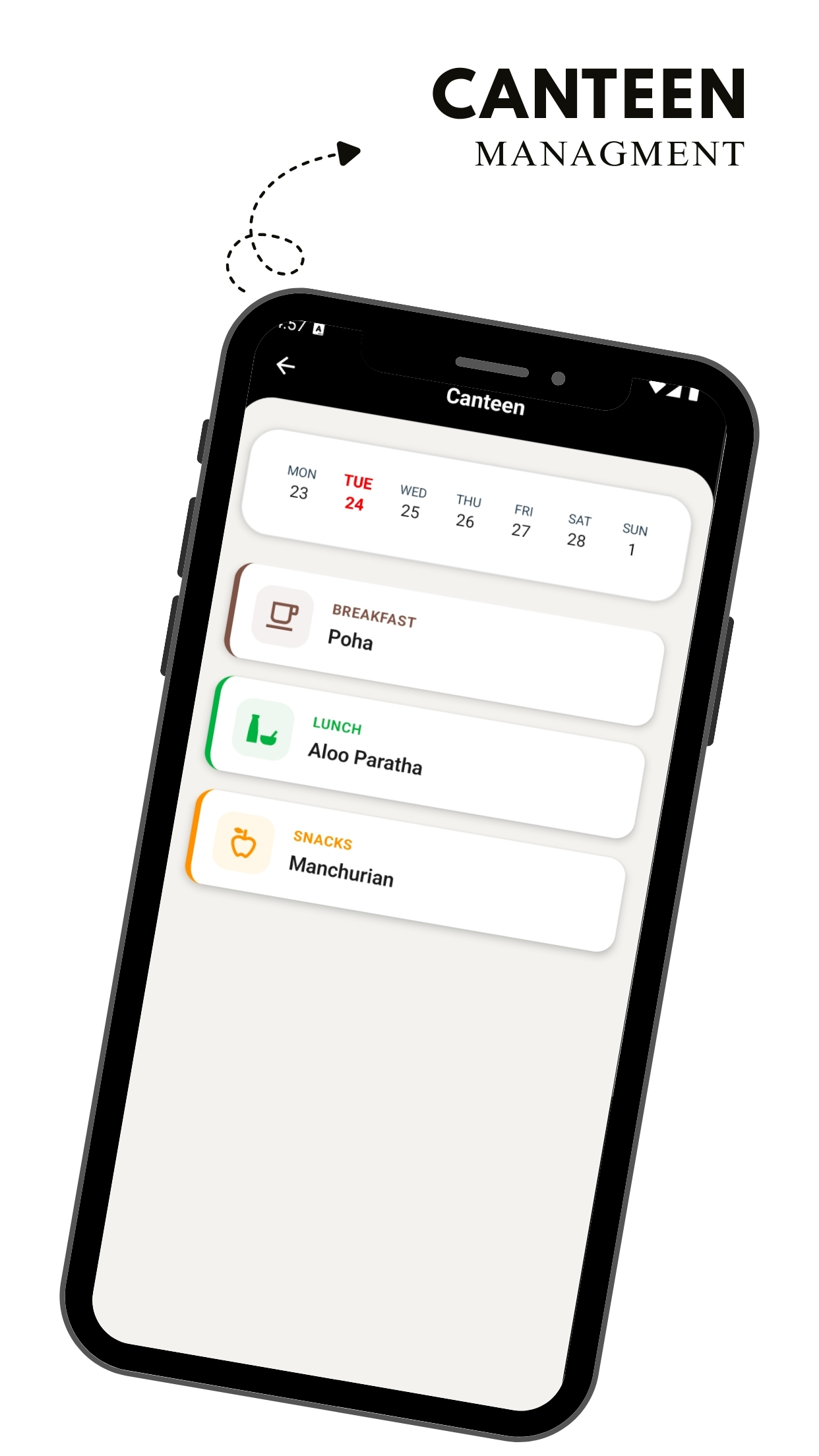 Canteen Management Mobile View