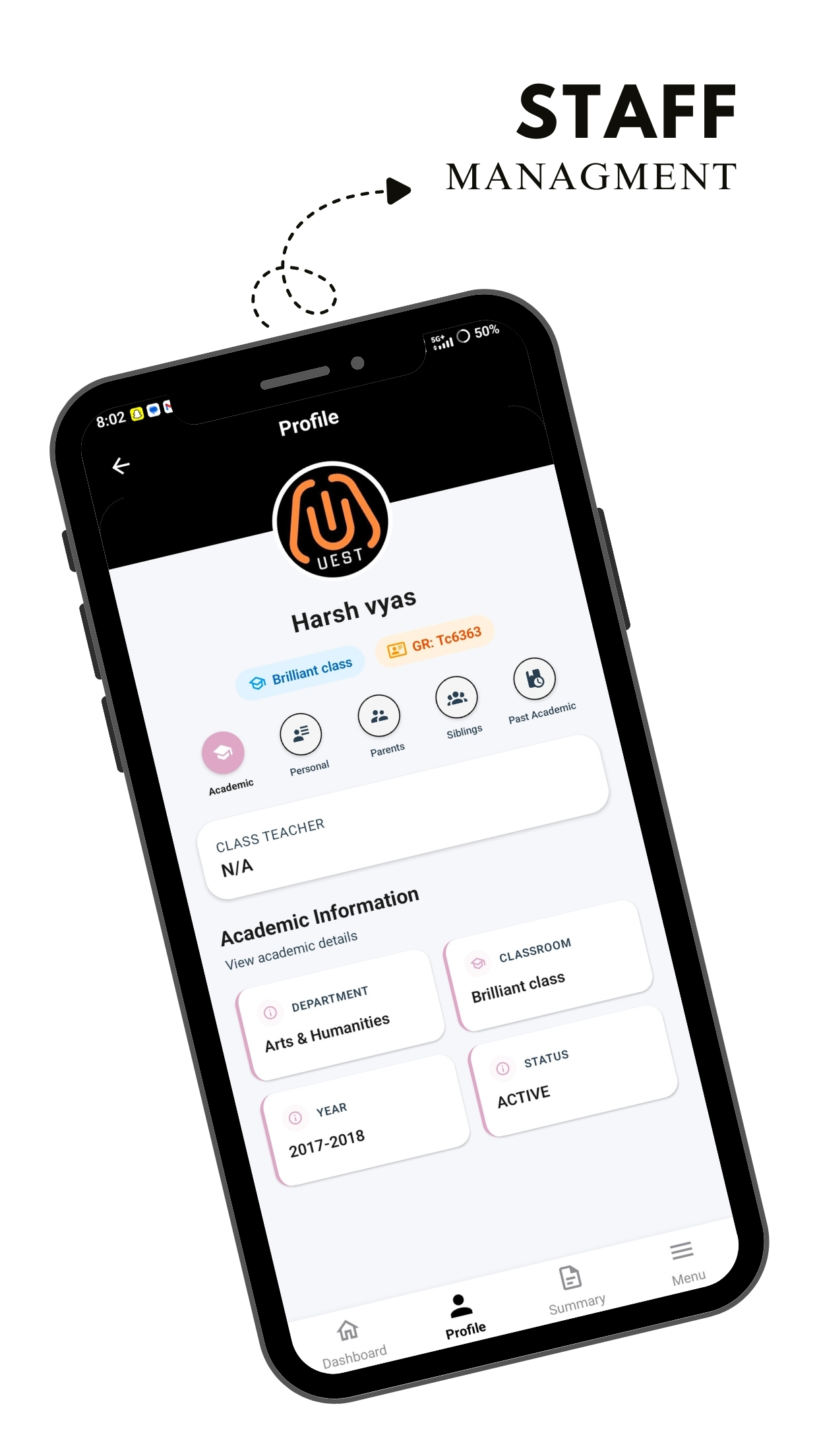 Staff Management Mobile View